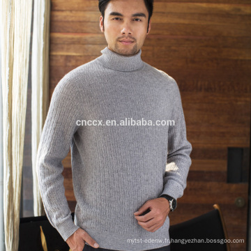 16STC8038 hommes câble tricot pull en cachemire à col roulé